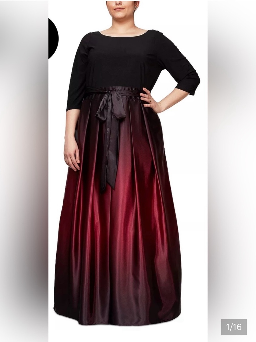 SL Fashions Dress NWT Black to Burgundy Ombre Satin Maxi gown Mother of the Brid